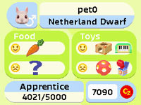 Monitoring a bunnyz happiness in various areas in Petz Bunnyz Bunch