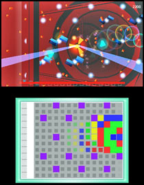 Dream Trigger 3D game screen showing both screens of the 3DS