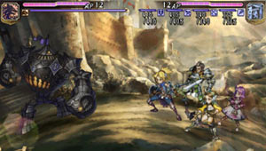 Party combat against a golem in Grand Knights History