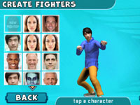 Selecting a face for a fighter at the 'Create a Fighter' screen from Reality Fighters