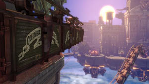 The floating airborn city of Columbia from BioShock Infinite
