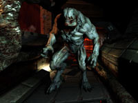 An approaching Hell Knight from DOOM 3 BFG Edition