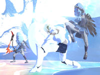 Enoch bathed in the bright light of battle in El Shaddai: Ascension of the Metatron Enoch bathed in the bright light of battle in El Shaddai: Ascension of the Metatron