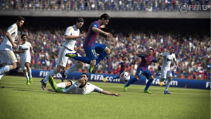 Leaping over a tackle in the open field in FIFA 13 Leaping over a tackle in the open field in FIFA 13