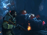 Jim Peyton weilding a bolt action rifle in Lost Planet 3