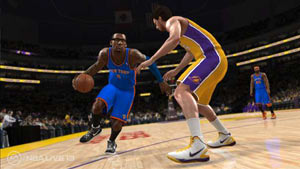Amare Stoudemire putting the moves on Pau Gasol in NBA Live 13