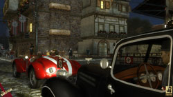 Sean in his race car being tailed by Nazis in The Saboteur