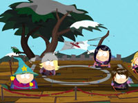 Cartman and another kid battling deadly archers in South Park: The Stick of Truth sp.tsot.09.sm