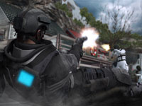 A diving pistol shot at an enemy from close range from Tom Clancy's Ghost Recon: Future Soldier