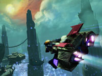A Transformer in aerial mode in Transformers: Fall of Cybertron