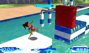 Making a leap over a water course in Wipeout 2