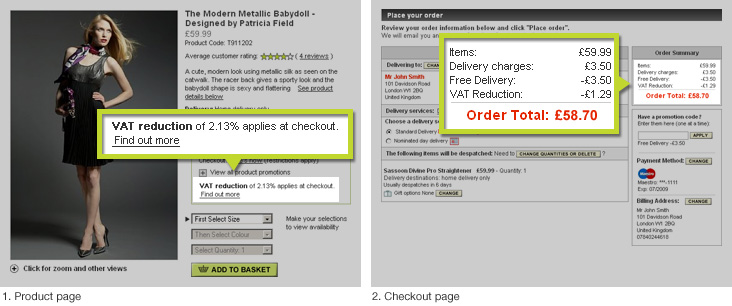 product and checkout page