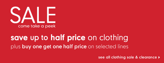 clothing sale - save up to half price