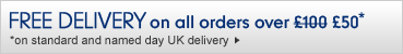 Free delivery on all orders over £50 plus on all pushchairs, car seats, cots & cot beds