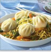 Vegetable Dim Sum Miso Noodle Bowl