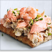 King Prawn, Egg & Poached Salmon Seeded Flatbreads