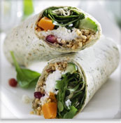 Roasted Butternut Squash, Feta , Pomegranate & Spinach Wrap
