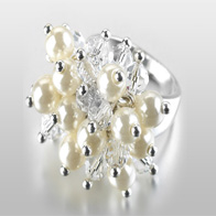 Women's - Jewellery - Faux Pearl & Bauble Cluster Ring