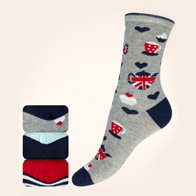 Women's - Socks & Tights - 3 Pairs of Cotton Rich Assorted Ankle High Socks