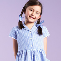 Girls' Easy to Iron Pure Cotton Gingham School Dress