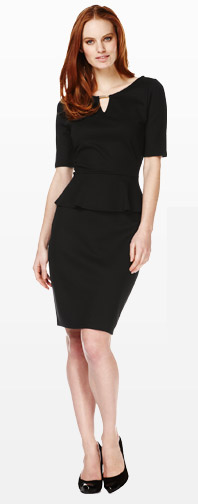 Slash Buckle Neck Peplum Shift Dress