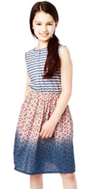 Pure Cotton Striped & Floral Skirt Dress