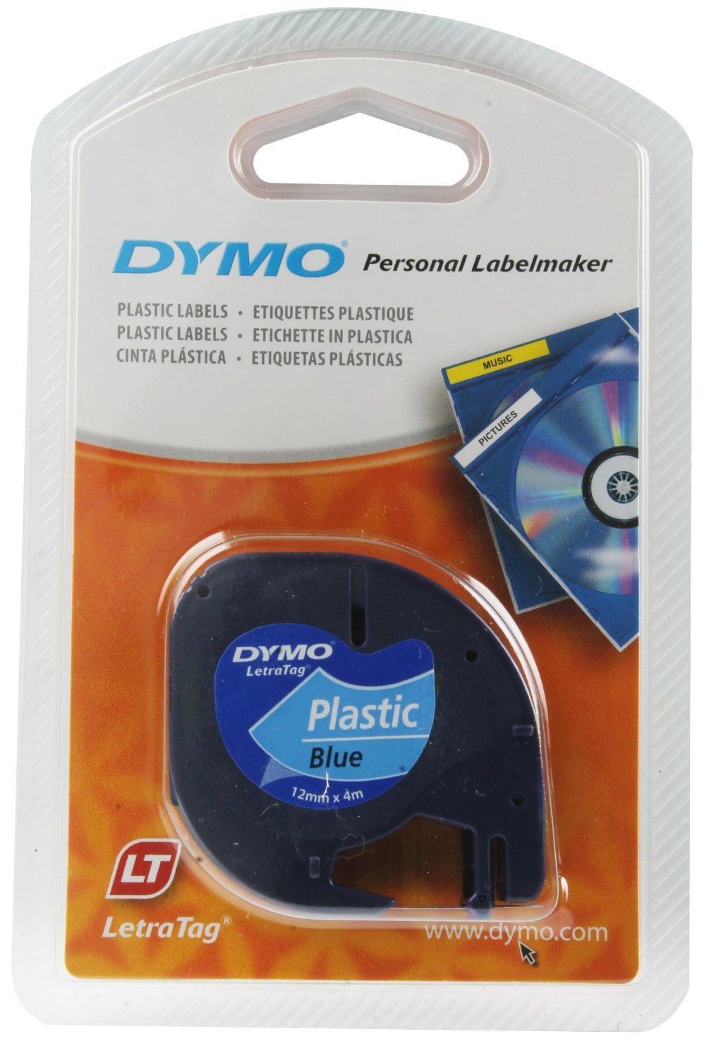 Dymo LetraTag Plastic Label Tape, 12 mm x 4 m Roll Blue Amazon.co.uk