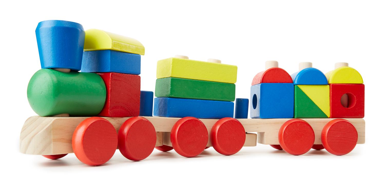 Melissa & Doug Stacking Train Classic Wooden Toddler Toy (18 pcs