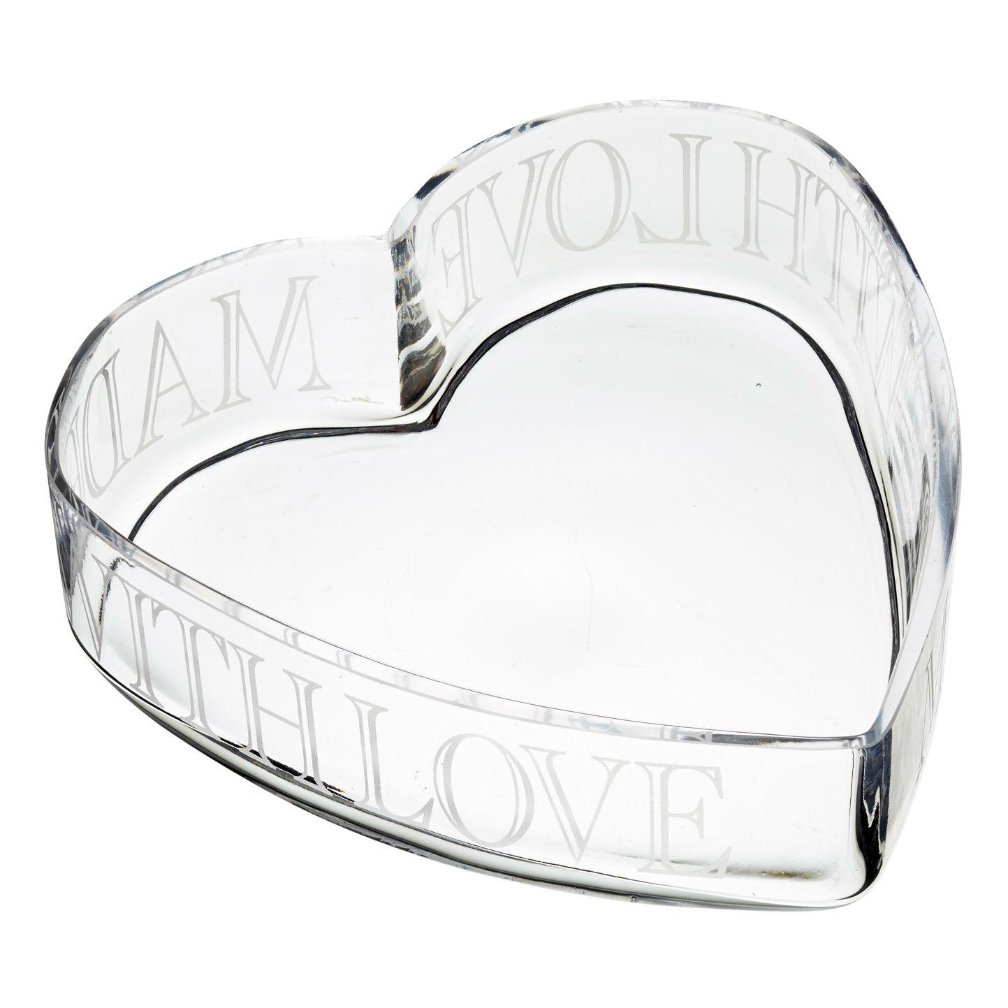 KitchenCraft Artesà 'Made With Love' Etched Glass HeartShaped Bowl, 24