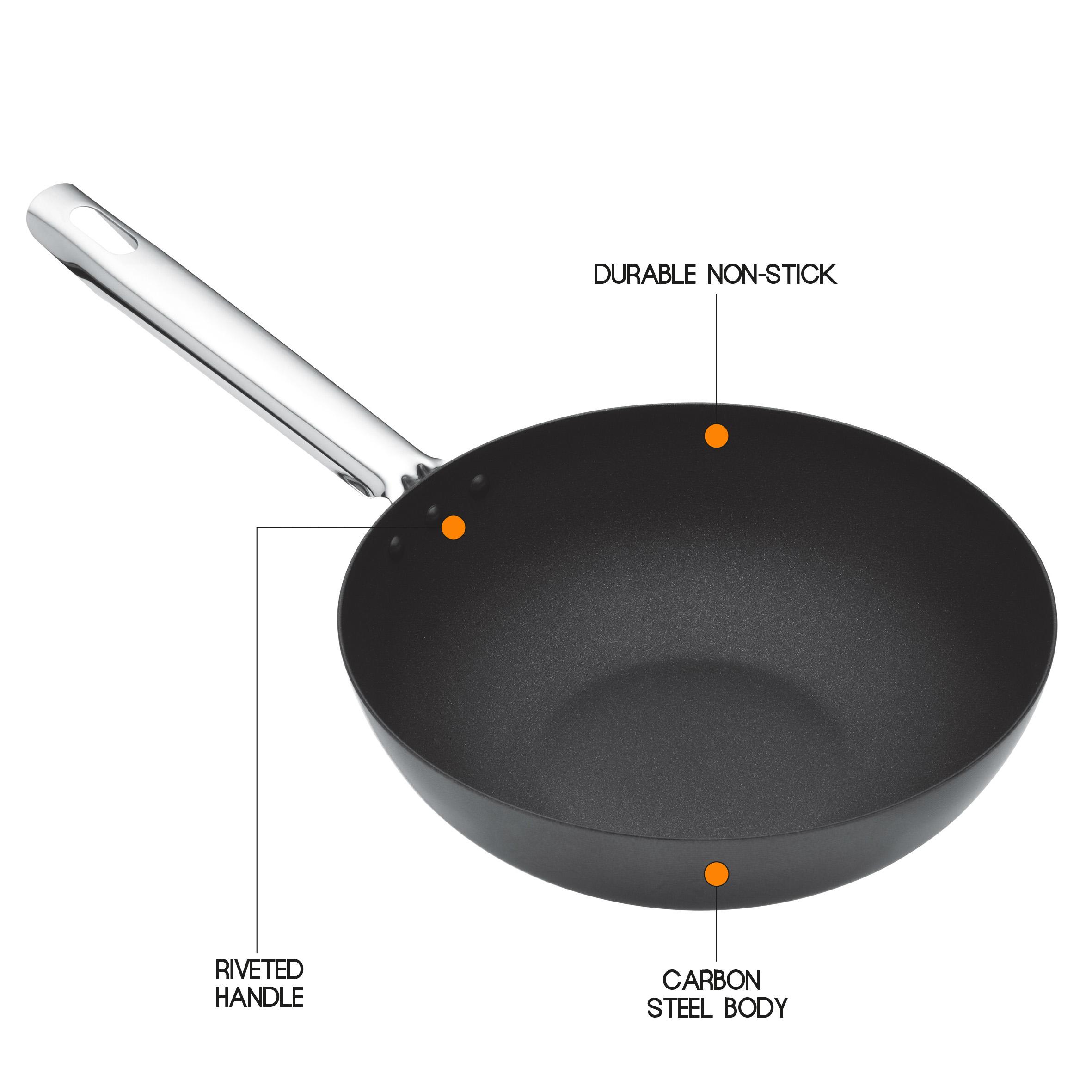 MasterClass Professional NonStick Carbon Steel InductionSafe Wok, 30
