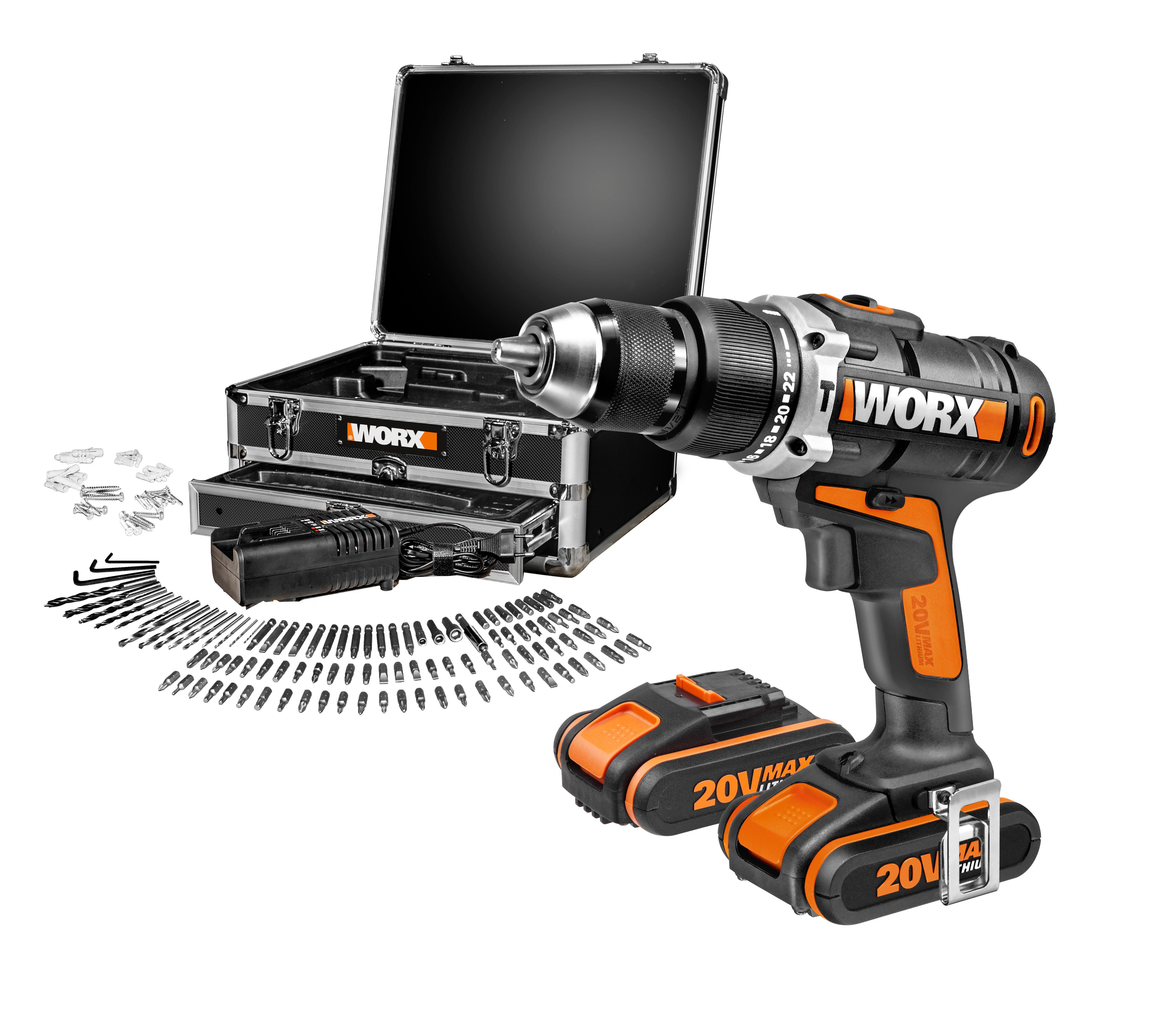 WORX WX372.8 18V 20V MAX Cordless Hammer Drill with x2 2.0Ah Batteries