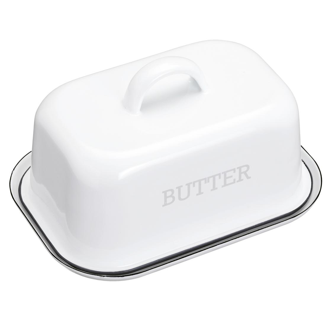 KitchenCraft Living Nostalgia VintageStyle Enamel Butter Dish with Lid