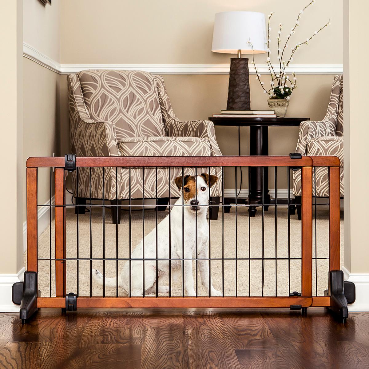 Carlson Adjustable Extra Wide Freestanding Pet Gate, Premium Wood