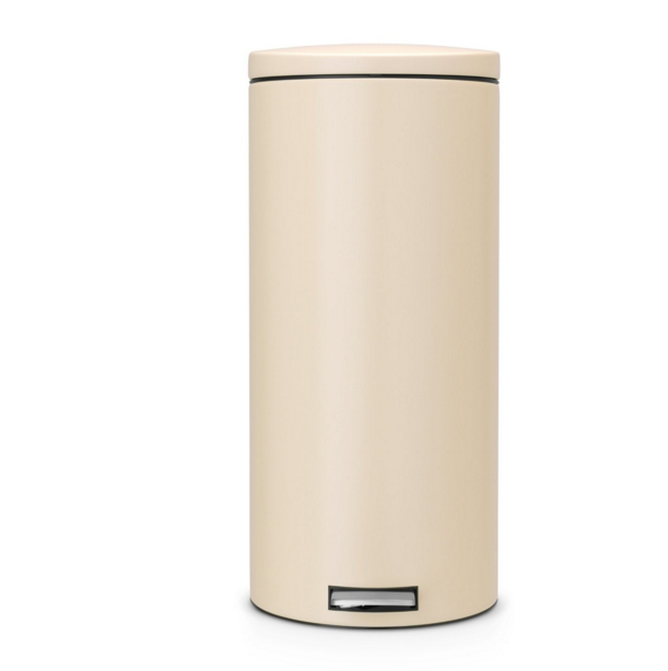 Brabantia Silent Pedal Bin with Plastic Inner Bucket, 30 L Almond