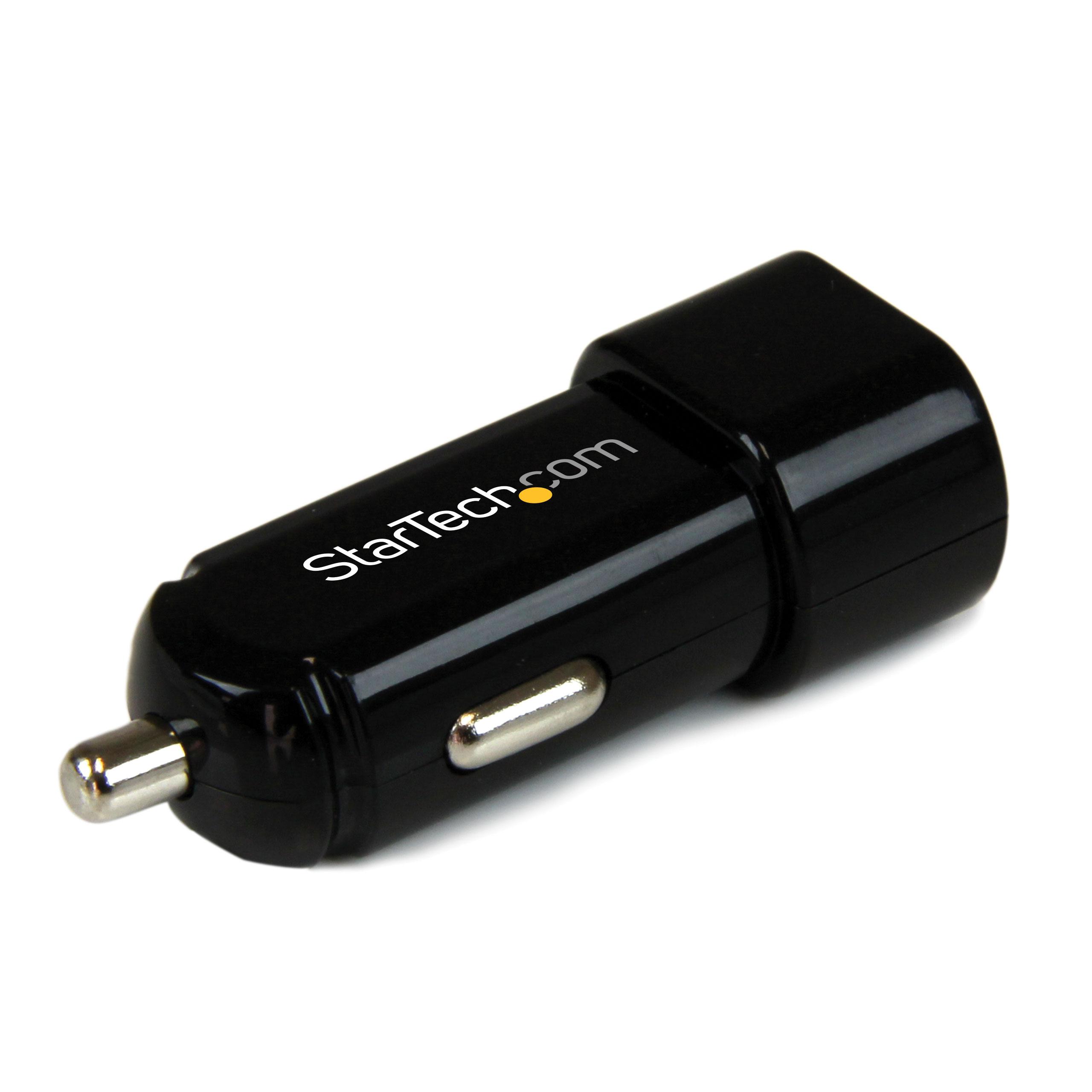 USB2PCARBK Dual Port USB Car Charger, High Power 17 Watt/3.4 Amp (1A and 2.4A), 2