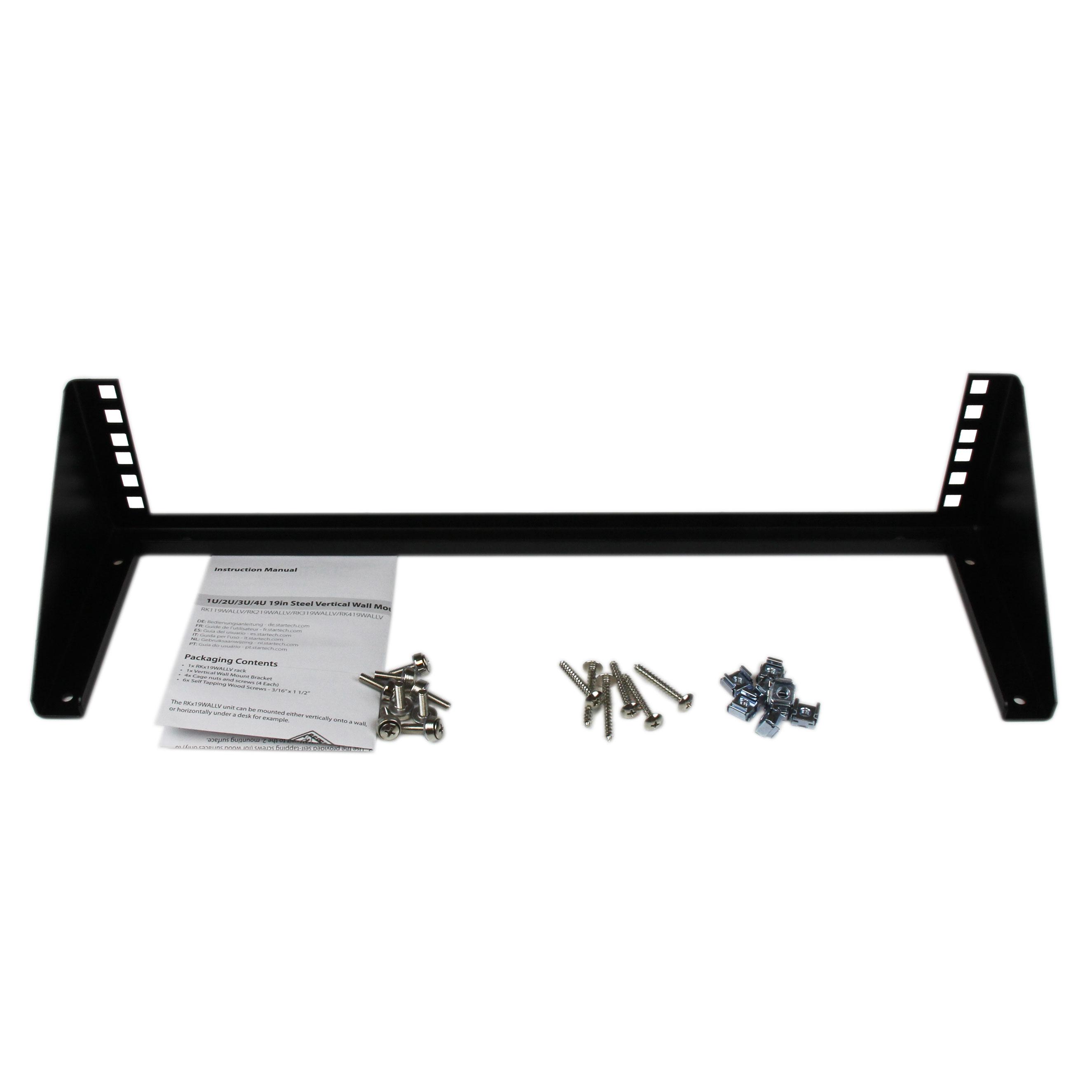 19in Steel Vertical Wall Mount Equipment Rack Bracket