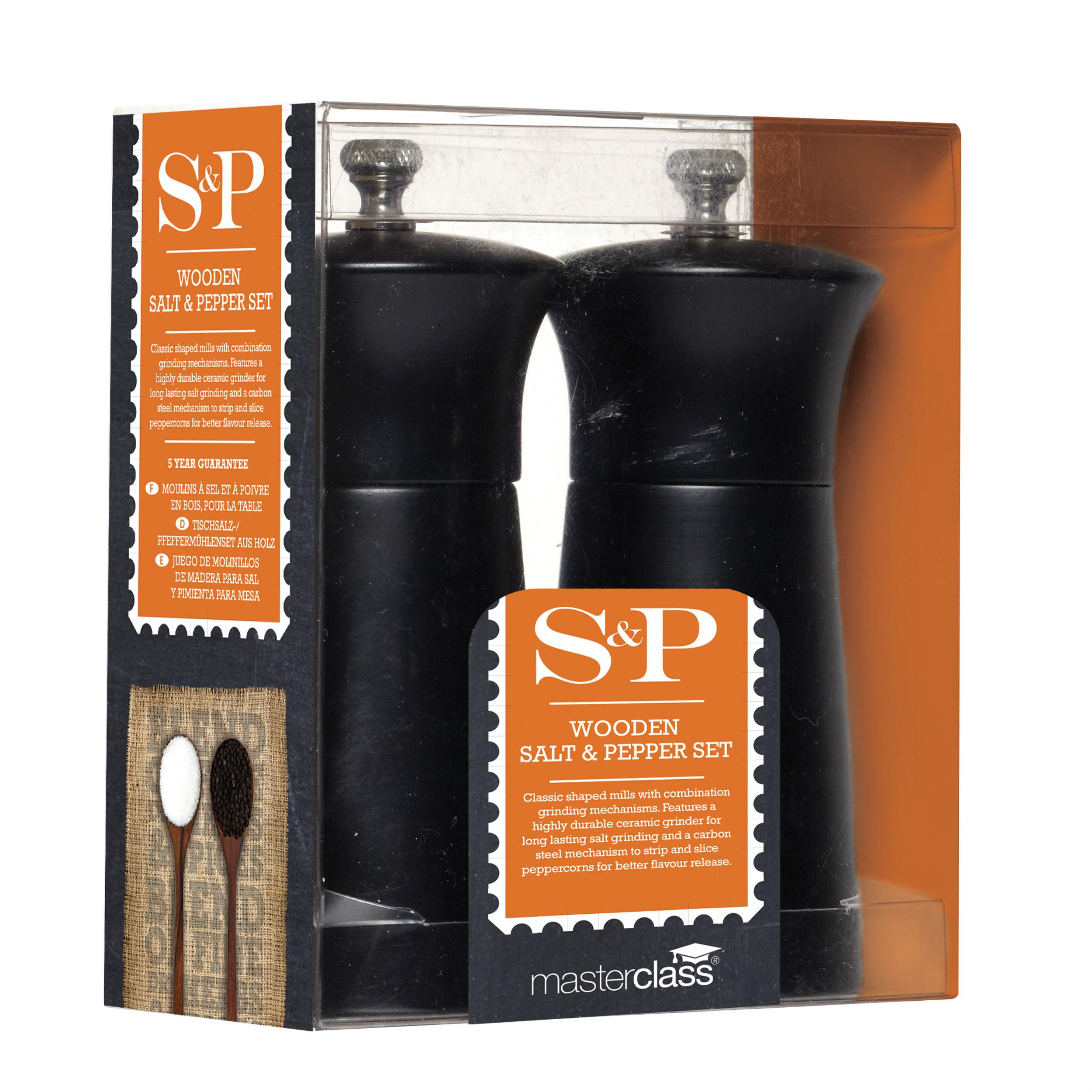 KitchenCraft MasterClass Small Wooden Salt and Pepper Mills, 13 cm (5