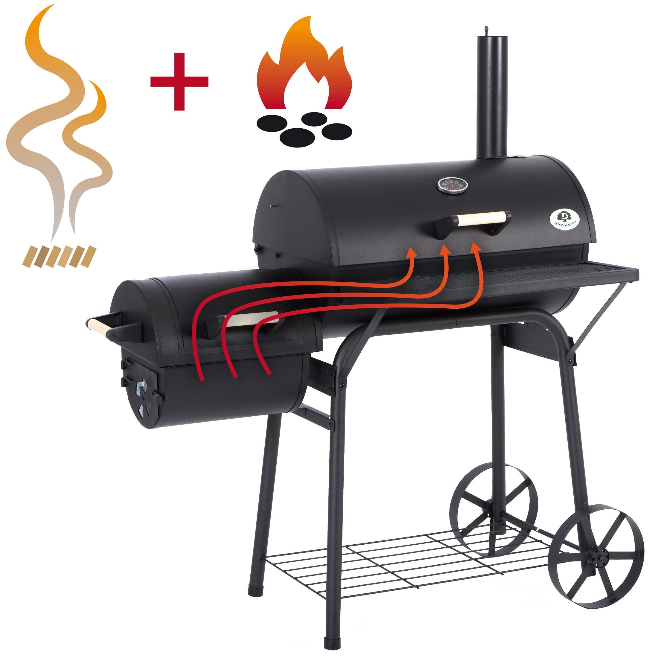 Ultranatura Smoker Grill Denver with two Combustion Chambers 47 x 26 x 53 inches (119 x 66 x