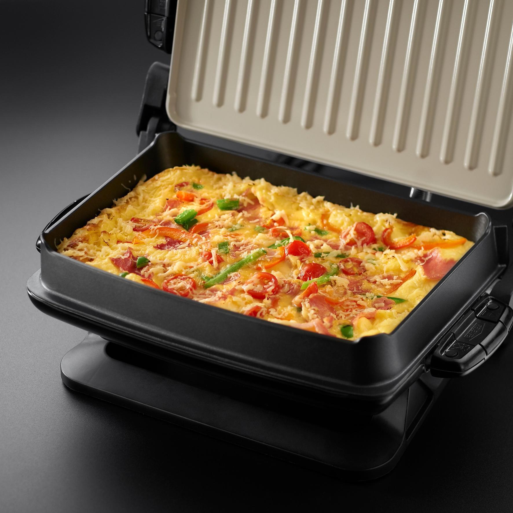 Foreman Evolve Family 5Portion Grill with Omelette Plates Red