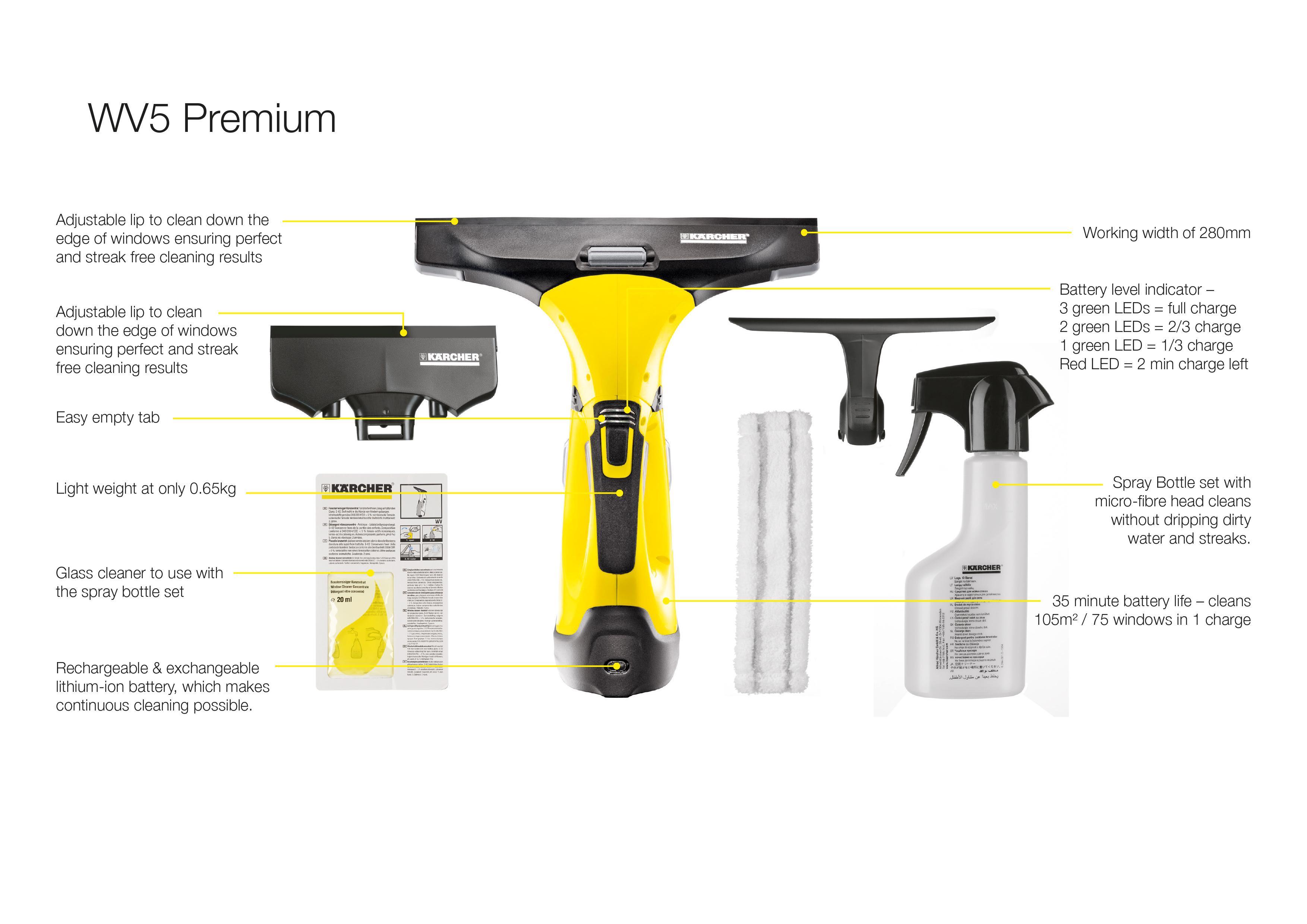 Kärcher Window Vac WV 5 Premium incl. accessories, window cleaner for