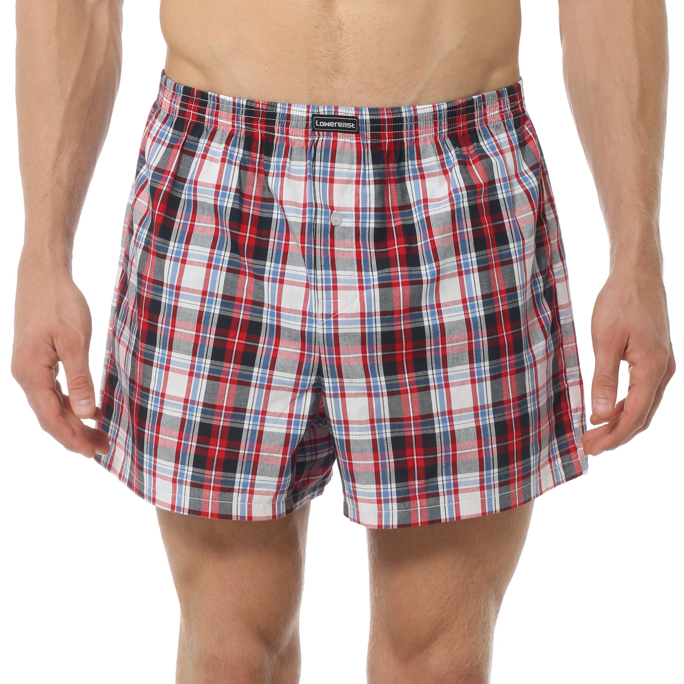 Lower East Men's American Boxer Shorts with front flap, set of 6 in