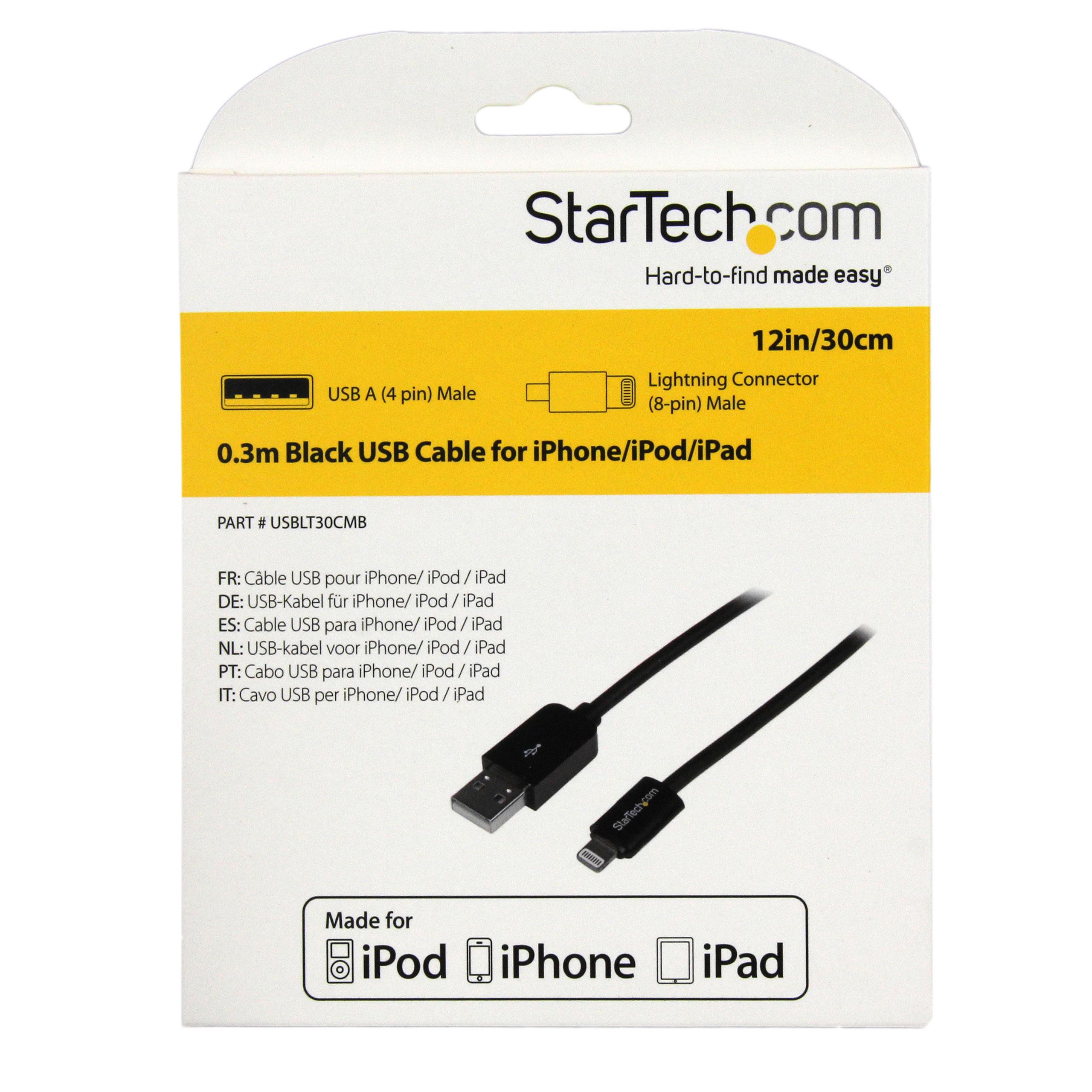 USBLT30CMB Short Black Apple 8 pin Lightning Connector to