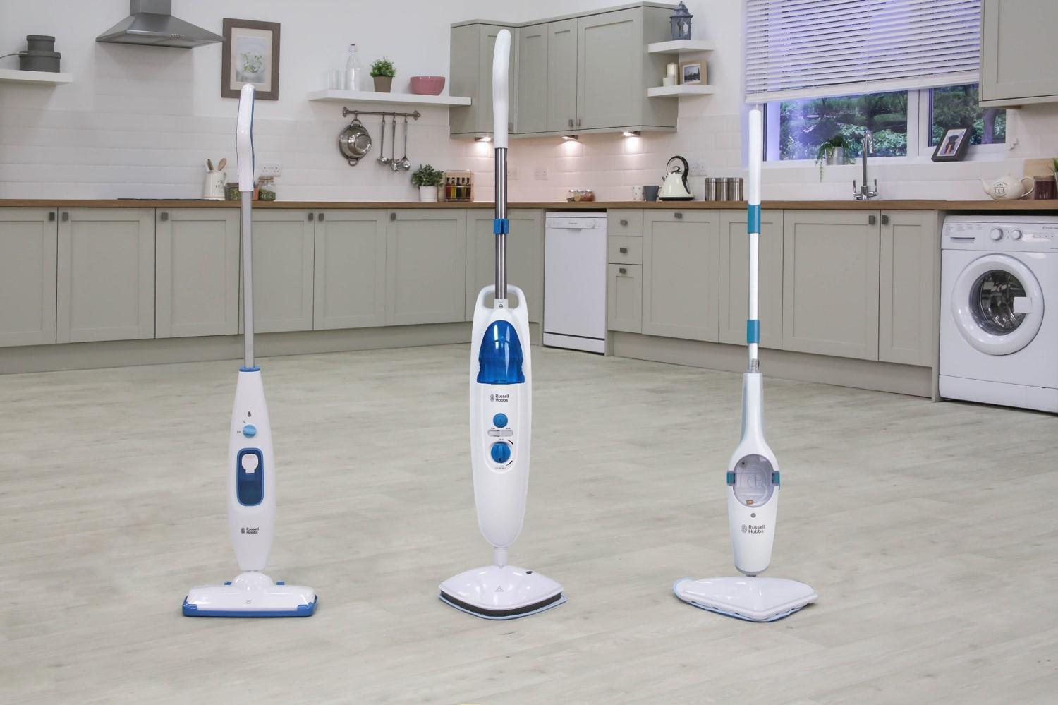 Russell Hobbs RHSM1001G Steam and Clean Steam Mop White & Aqua Free