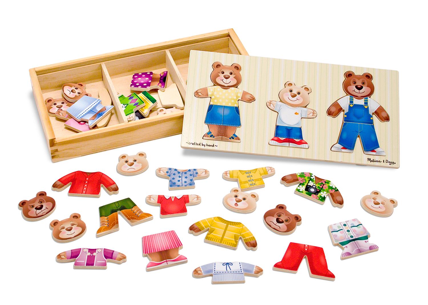 Melissa & Doug Mix 'n Match Wooden Bear Family DressUp Puzzle With