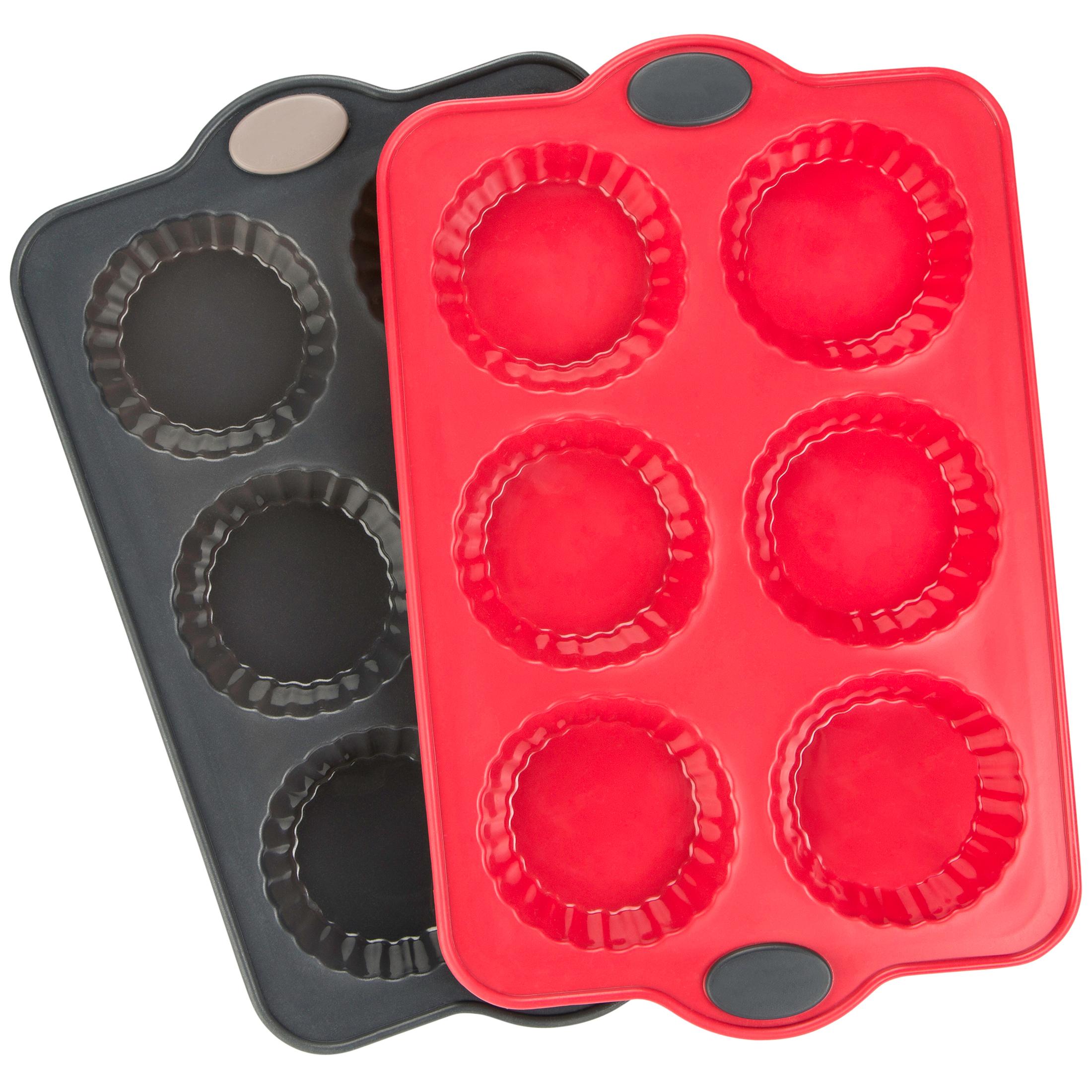 Levivo silicone tartlet moulds, baking tin for 6 small cakes, mini cake