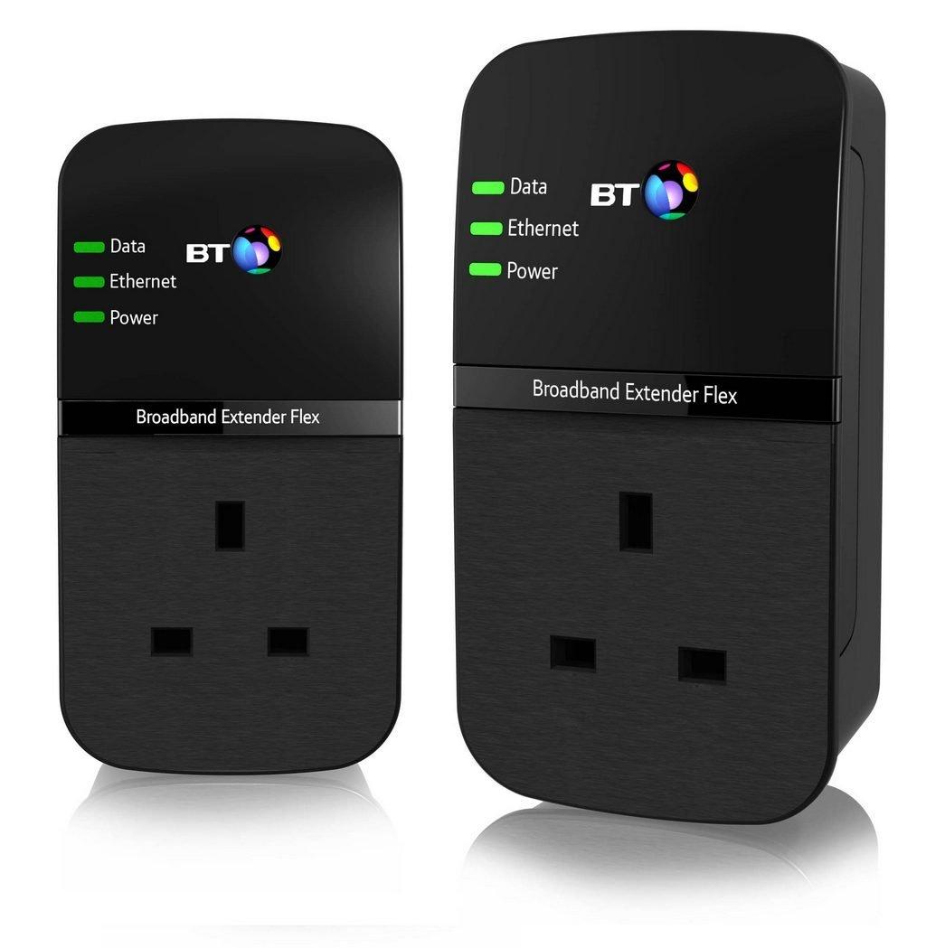 BT Broadband Extender Flex 500 Kit, Pass Through Powerline Adapters