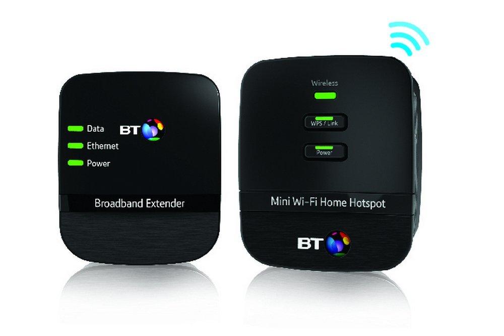 BT Mini WiFi 500 Home Hotspot Powerline Adapter Kit Black, Pack of 2