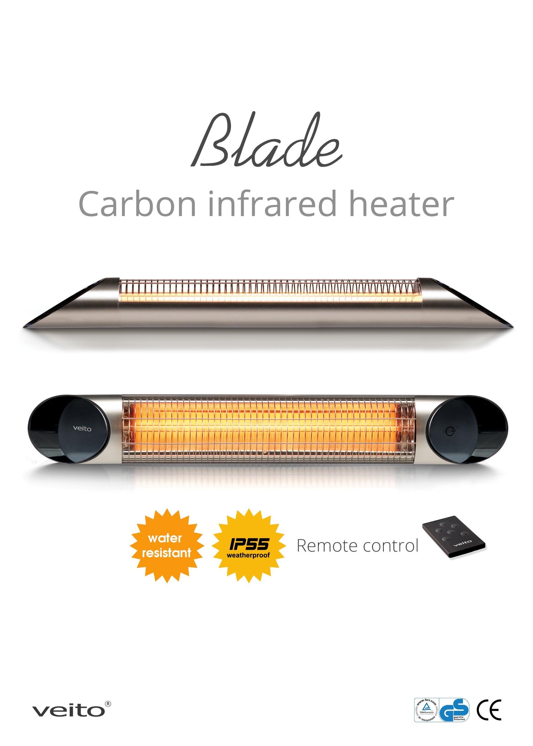 veito BLADE2500 Carbon Infrared Heater, Aluminium, Black/Silver Amazon
