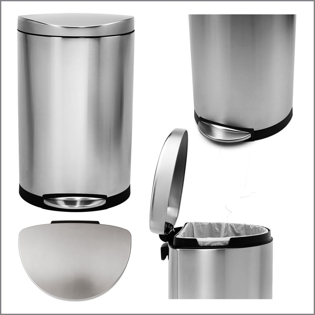 simplehuman Semi Round Pedal Bin, 10 L FingerprintProof Brushed Stainless Steel Amazon.co