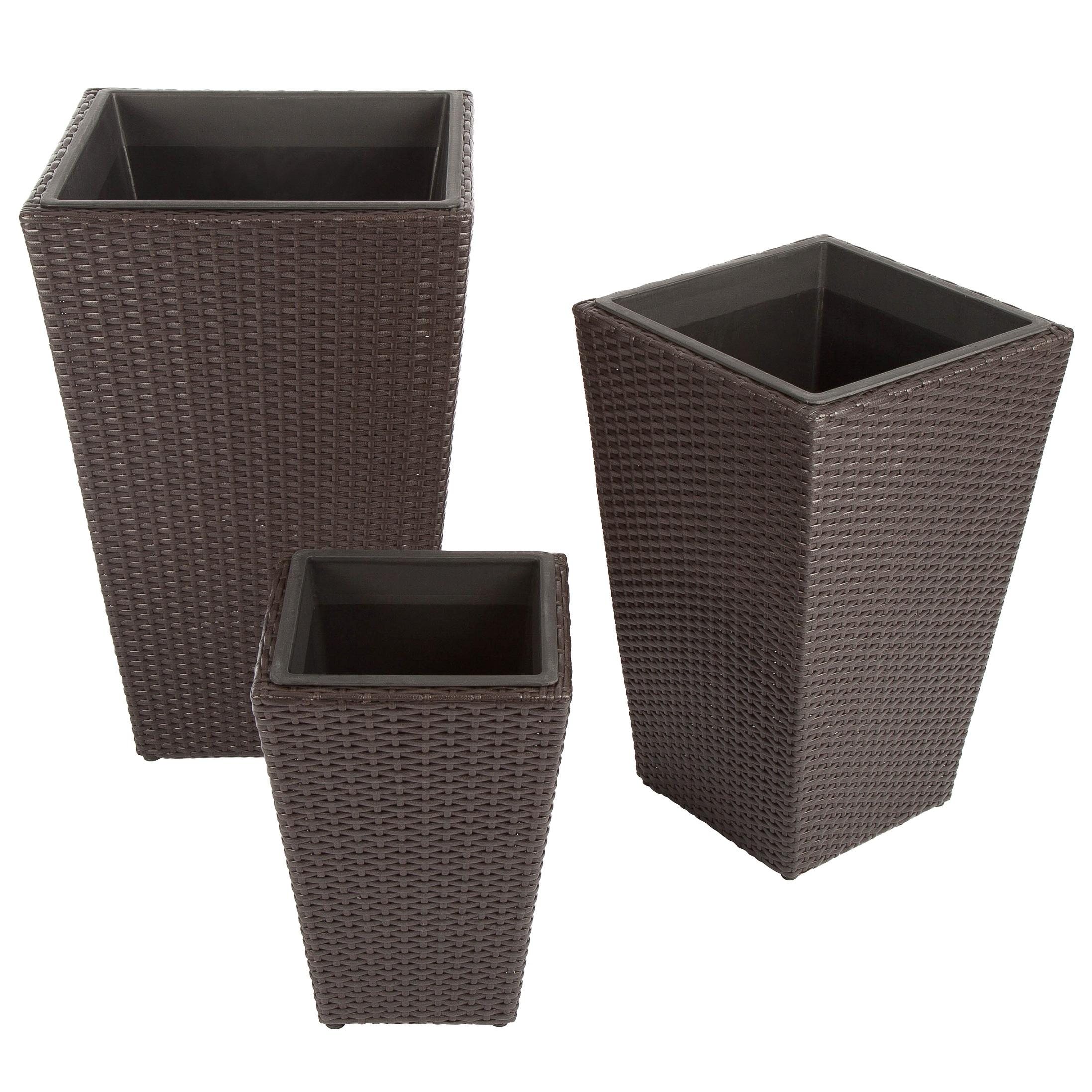 Ultranatura PolyRattan Planters Set of 3 Palma Series, Rattan Garden